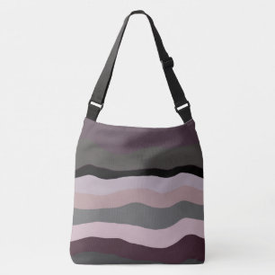 Burgundy, Pink and Purple Wavy Stripes Crossbody Bag