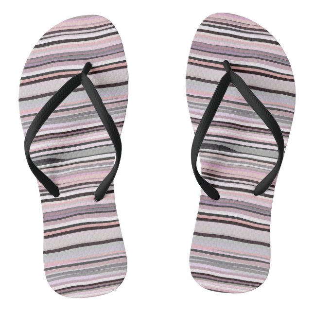 Burgundy, Pink and Purple Wavy Stripes Thongs (Footbed)