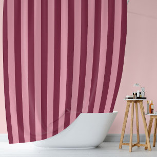 Burgundy Pink Big Stripe Pattern Bold Cherry Red Shower Curtain