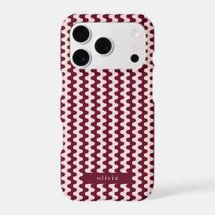 Burgundy Pink Bold Wavy Pattern With Name