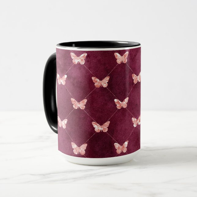 Burgundy Pink Butterflies            Mug (Front Left)