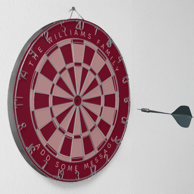 Burgundy Pink Custom Family Name & Message Classic Dartboard (Creator Uploaded)