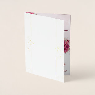 Burgundy Pink Elegant Wedding Foil Card