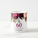Burgundy Pink Floral 60th Birthday Guest Gift Coffee Mug<br><div class="desc">Burgundy Pink Floral 60th Birthday Guest Gift</div>