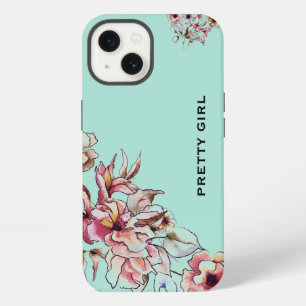 Burgundy Pink Floral Bouquet Elegant Girly Mint iPhone 13 Case