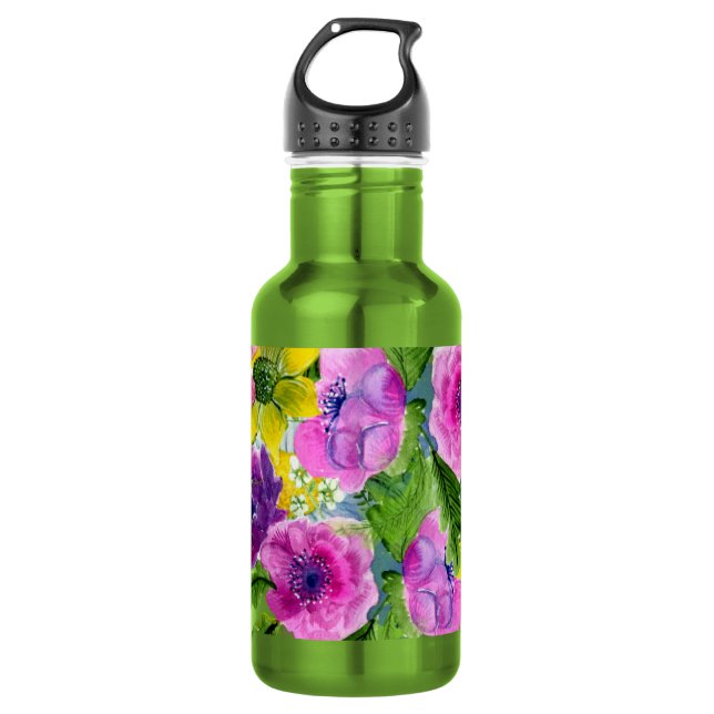 Burgundy Pink Floral Garland Rescheduled Wedding 532 Ml Water Bottle (Front)