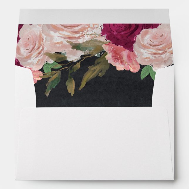 burgundy pink floral lined invitation envelopes (Back (Bottom))