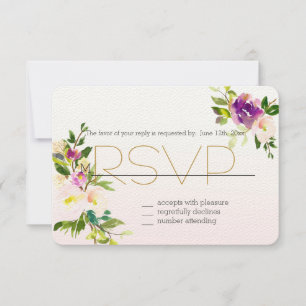 Burgundy Pink Floral RSVP Card