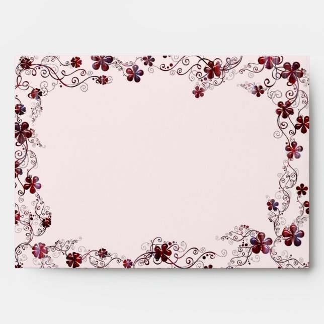 Burgundy & Pink Floral Wedding Envelope (Front)