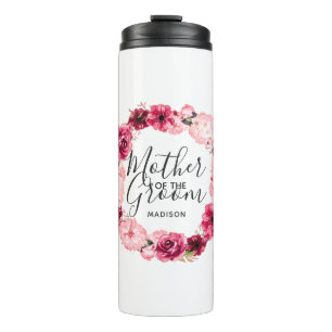 Burgundy & Pink Floral Wreath Mother of the Groom Thermal Tumbler