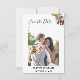 Burgundy Pink Floral Wreath Photo Save the Date