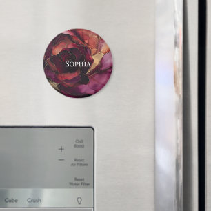 Burgundy Pink Gold Floral  Magnet