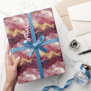 Burgundy, Pink & Gold Marble Wrapping Paper
