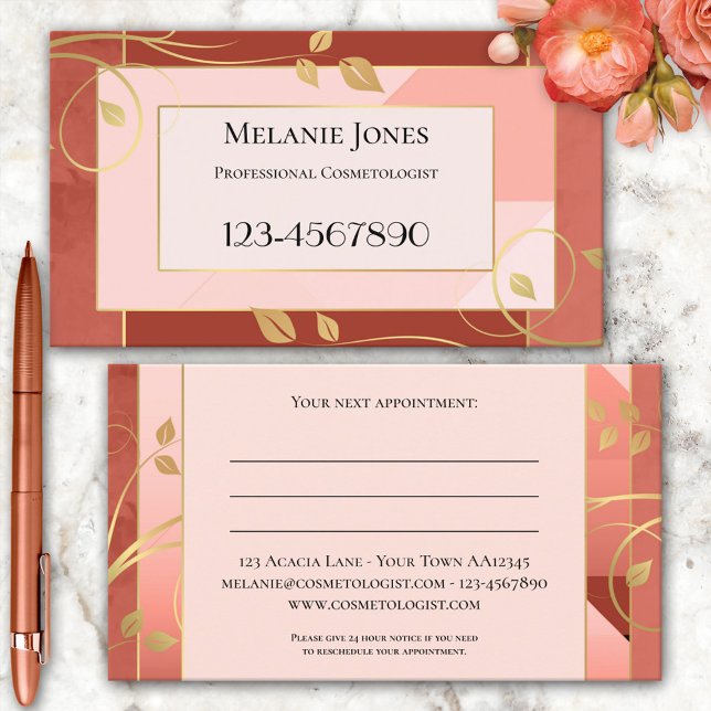 Burgundy Pink Leaves Appointment Business Card (Creator Uploaded)
