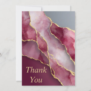 Burgundy & Pink Marble Gold Glitter Thank You Card