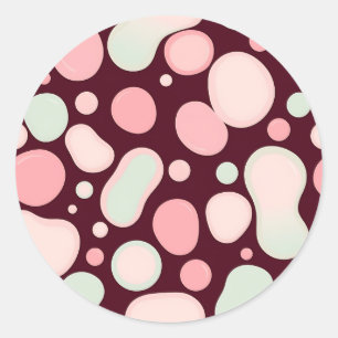 Burgundy Pink Mint Organic Blob Pattern Abstract Classic Round Sticker