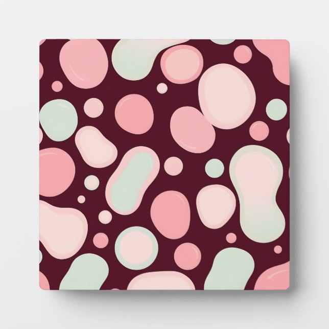 Burgundy Pink Mint Organic Blob Pattern Abstract Plaque (Front)