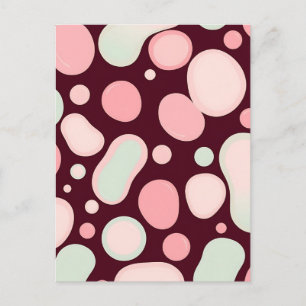 Burgundy Pink Mint Organic Blob Pattern Abstract Postcard