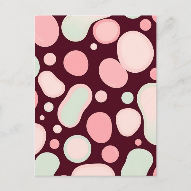 Burgundy Pink Mint Organic Blob Pattern Abstract Postcard (Front)