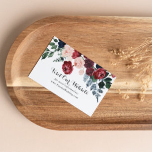 Burgundy Pink Navy Floral Wedding Website Enclosure Card