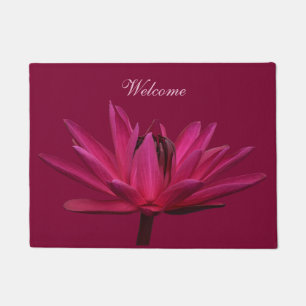 Burgundy Pink Water Lily Door Mat Rug