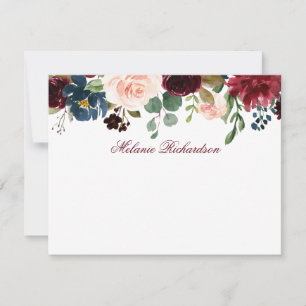 Burgundy Pink Watercolor Floral Personalised Card