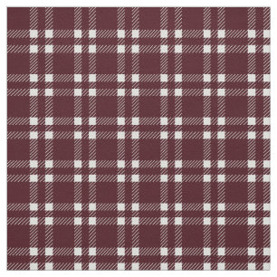 Burgundy Plaid Fabric Classic Maroon Twill By Yard