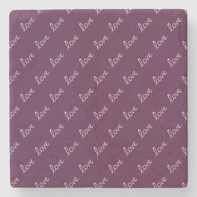 Burgundy Plum ‘Love’  Stone Coaster (Front)