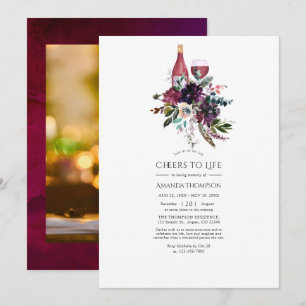 Burgundy Plum Red Wine Tasting Celebration of Life Invitation