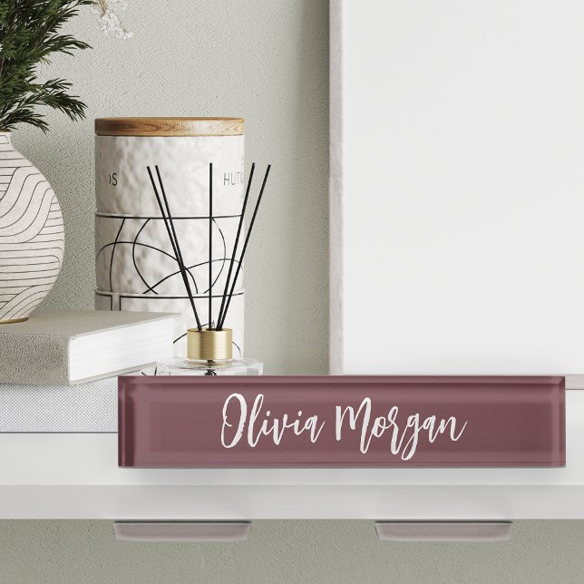 Burgundy Plum Sketched Cursive Script Name Nameplate (Creator Uploaded)