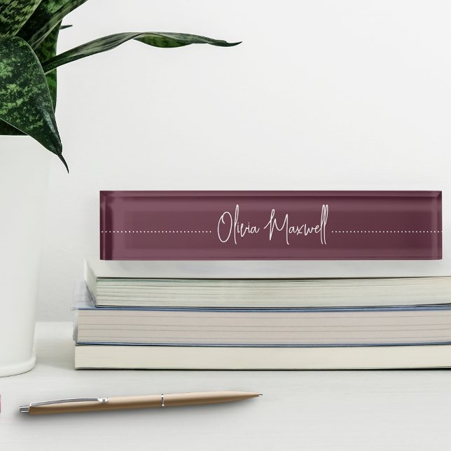 Burgundy Plum Sketched Cursive Script Nameplate (Creator Uploaded)