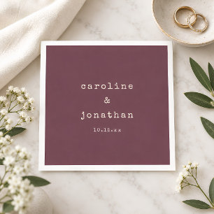 Burgundy Plum Typewriter Winter Wedding Favour Napkin