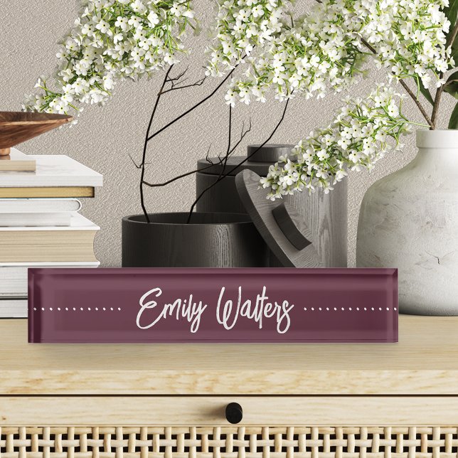 Burgundy Plum Wine Sketched Cursive Script Nameplate (Creator Uploaded)