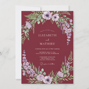 Burgundy Poetic Botanical Wedding Invitation