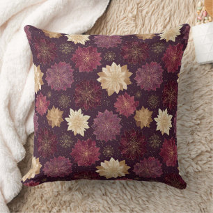 Burgundy Poinsettia Christmas Pattern (3) Cushion