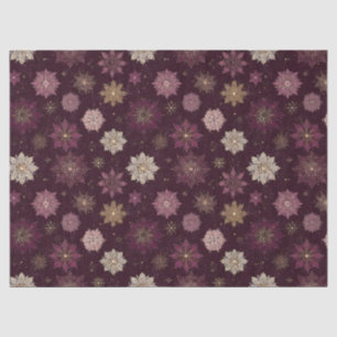 Burgundy Poinsettia Christmas Pattern (4) Tissue Paper