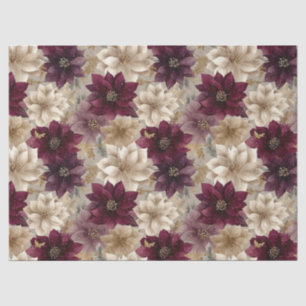 Burgundy Poinsettia Christmas Pattern (5) Tissue Paper