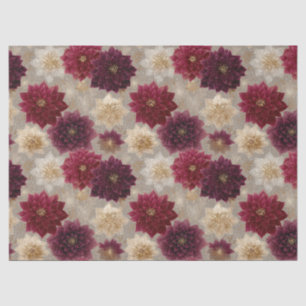 Burgundy Poinsettia Christmas Pattern (7) Tissue Paper