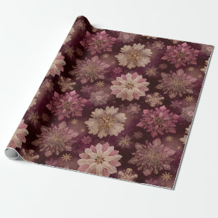 Burgundy Poinsettia Christmas Pattern (8) Wrapping Paper