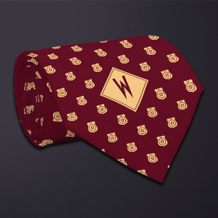Burgundy Police Badge Pattern Tie