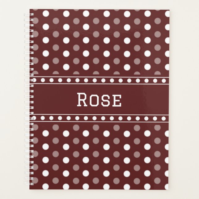 Burgundy Polka Dot Planner (Front)
