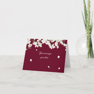 Burgundy Pretty White Blossom Your Message Card