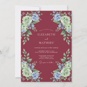 Burgundy Pristine Botanical Wedding Invitation