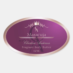 Burgundy Product Label Rose Gold Frame Monogram