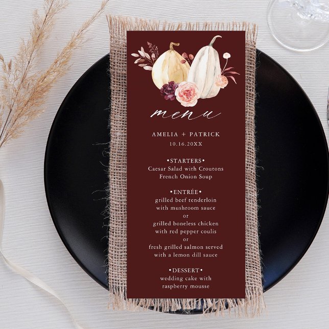 Burgundy Pumpkin Fall Autumn Wedding  Menu (Creator Uploaded)