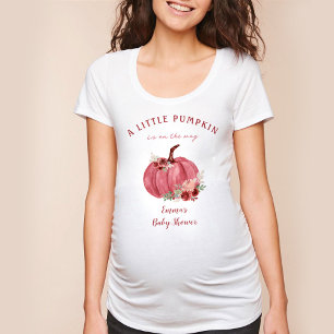 Burgundy Pumpkin Fall Baby shower Name T-Shirt