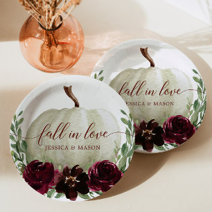 Burgundy Pumpkin Fall Paper Plates
