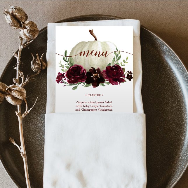 Burgundy Pumpkin Fall Wedding Menu or Shower Invitation (Creator Uploaded)