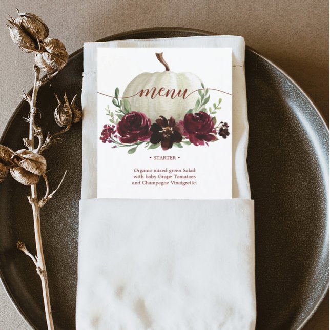 Burgundy Pumpkin Fall Wedding Menu or Shower Menu (Creator Uploaded)