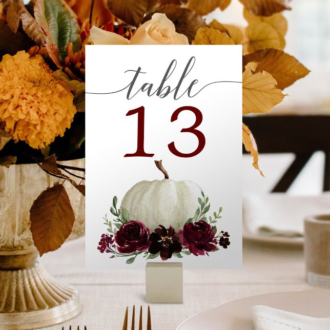 Burgundy Pumpkin Wedding Table Numbers (Creator Uploaded)